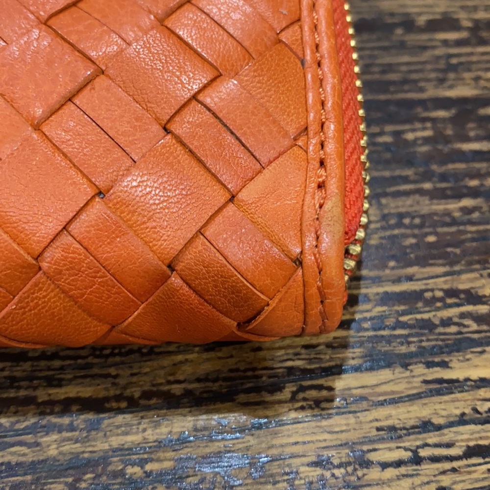 Cole Haan Heritage Weave  Orange Leather Wallet - Picture 14 of 16
